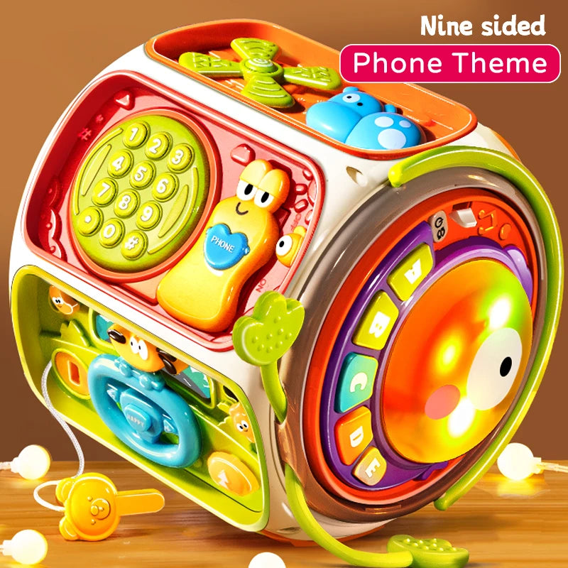 Baby Bubble baby cell phone toy with music speaker, colorful lights, and educational features, designed for early learning and entertainment.
