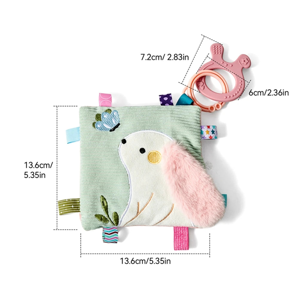 Baby Bubble BPA-free silicone teether rattle with colorful sensory beads and soft textures for soothing, baby-safe teething comfort.