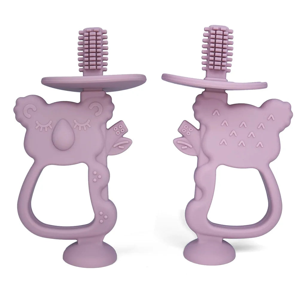 Baby Bubble BPA-Free silicone teether glove with textured surface for soothing gum relief, designed for infant teething comfort.