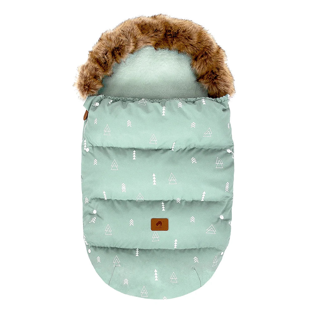 Baby Bubble winter sleeping bag for babies, warm pram footmuff designed for winter outdoor use, with cozy interior and soft exterior fabric.