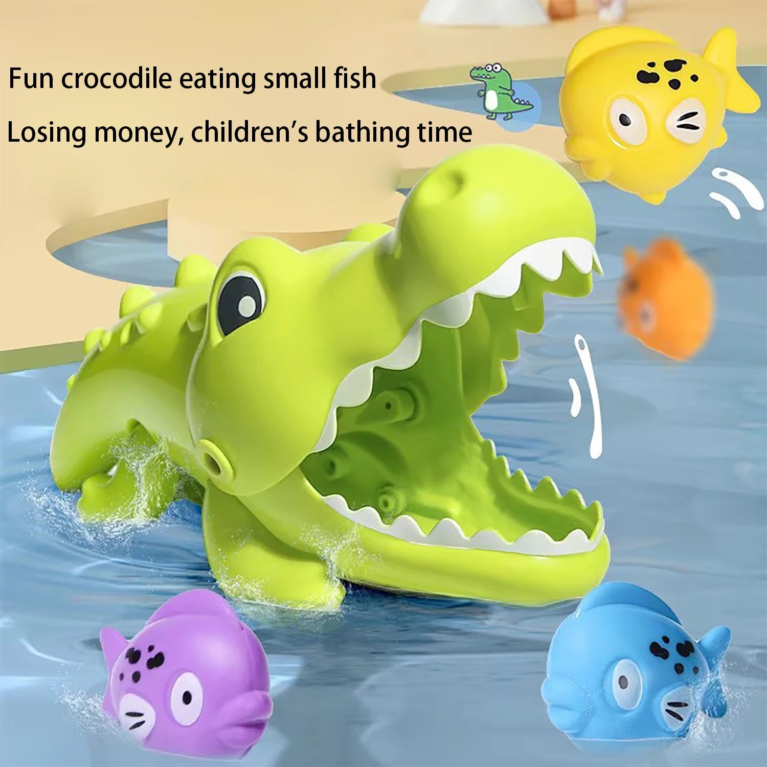 Baby Bubble kids crocodile bath toy with colorful crocodile shape and water splash features for fun water play.