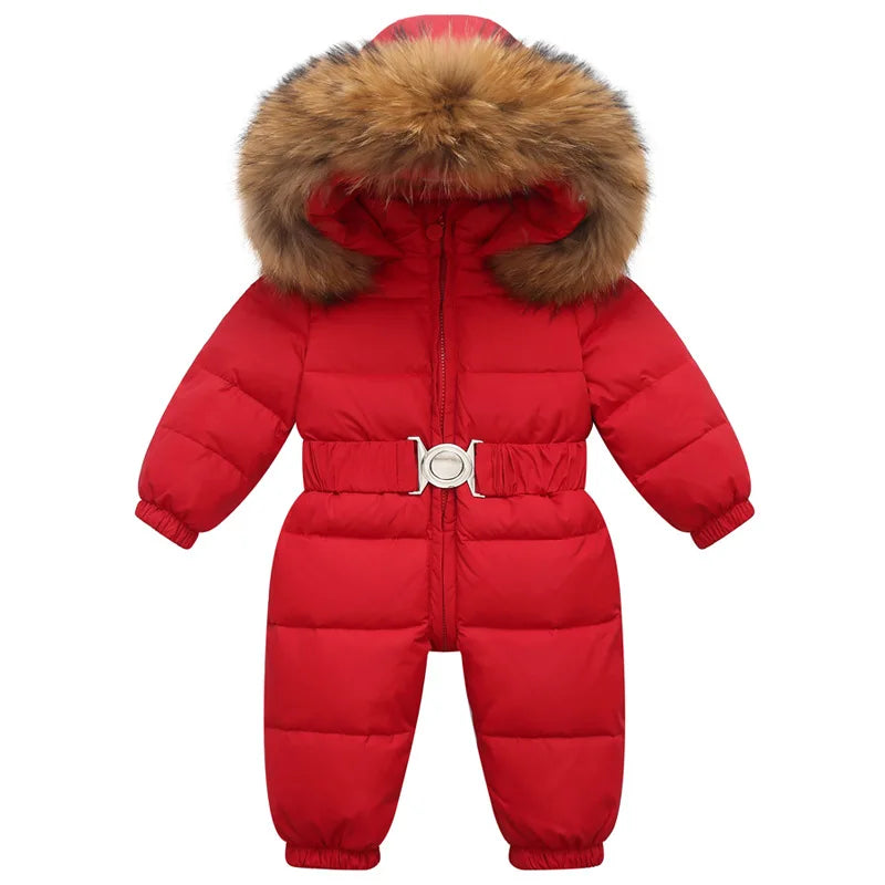 Baby Bubble kids winter waterproof down snowsuit, insulated and snow-resistant, designed for cold weather outdoor play.