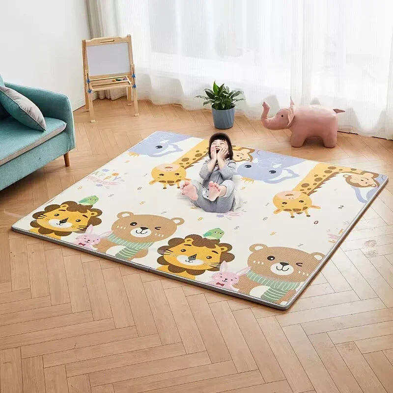 Baby Bubble non-toxic EPE crawling play mat with colorful safety rug for infants, soft and safe for baby play and tummy time.