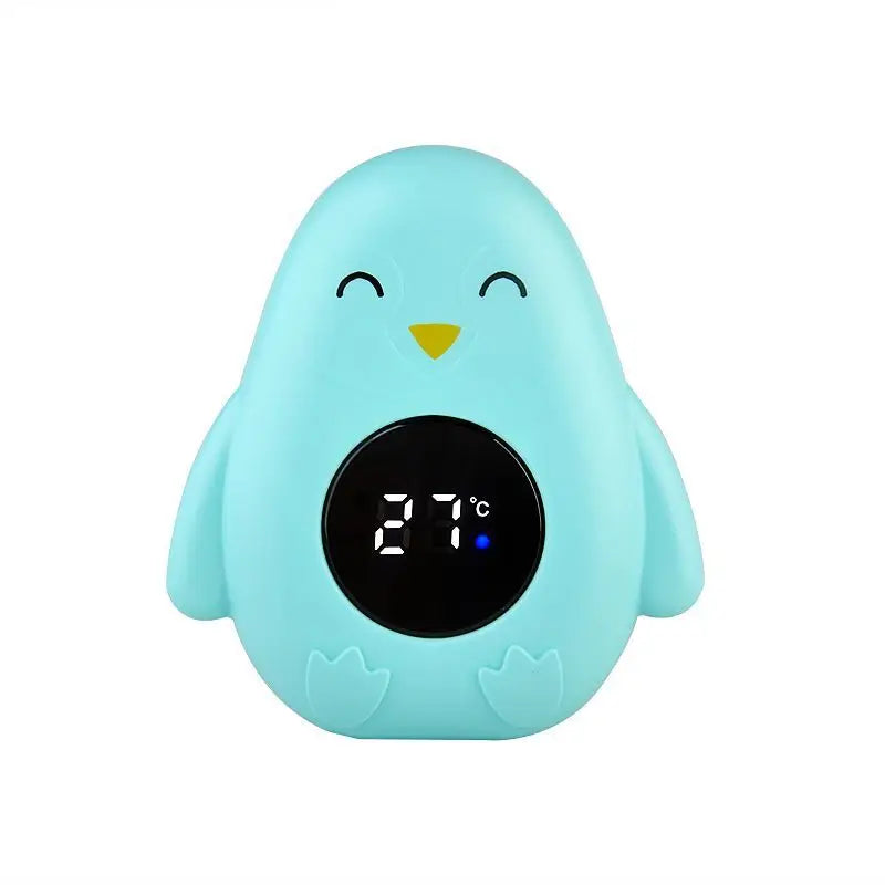 Baby Bubble floating digital baby bath thermometer showing water temperature in a bathtub for safe bathing.