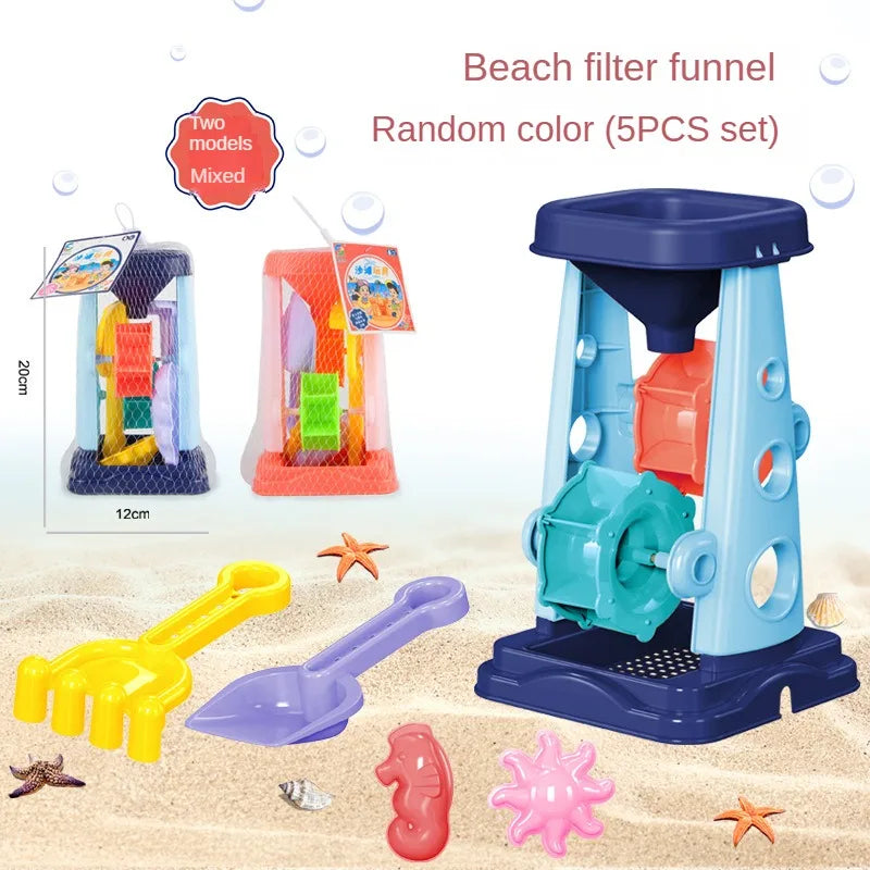 Kids beach sand play set with bucket and shovel by Baby Bubble, ideal for outdoor sandcastle building and beach fun.