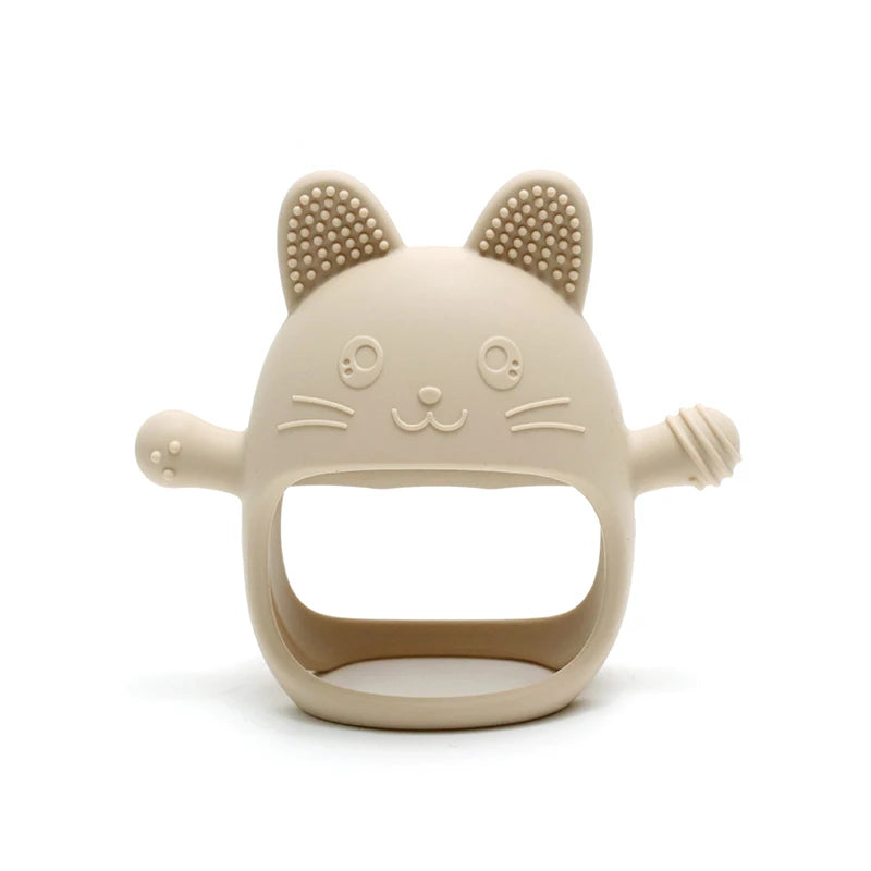 Baby Bubble silicone glove teether with textured surface for soothing relief, designed for soothing baby's gums during teething.