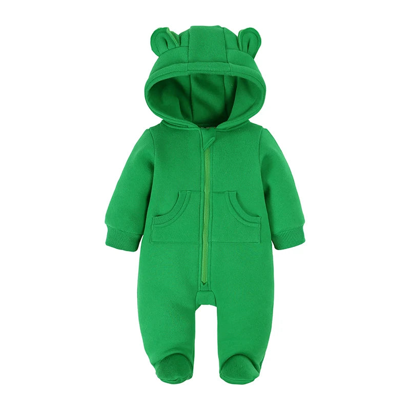 Baby Bubble bear onesie, adorable winter pajamas for babies, featuring a cute bear design and cozy fabric for warmth.