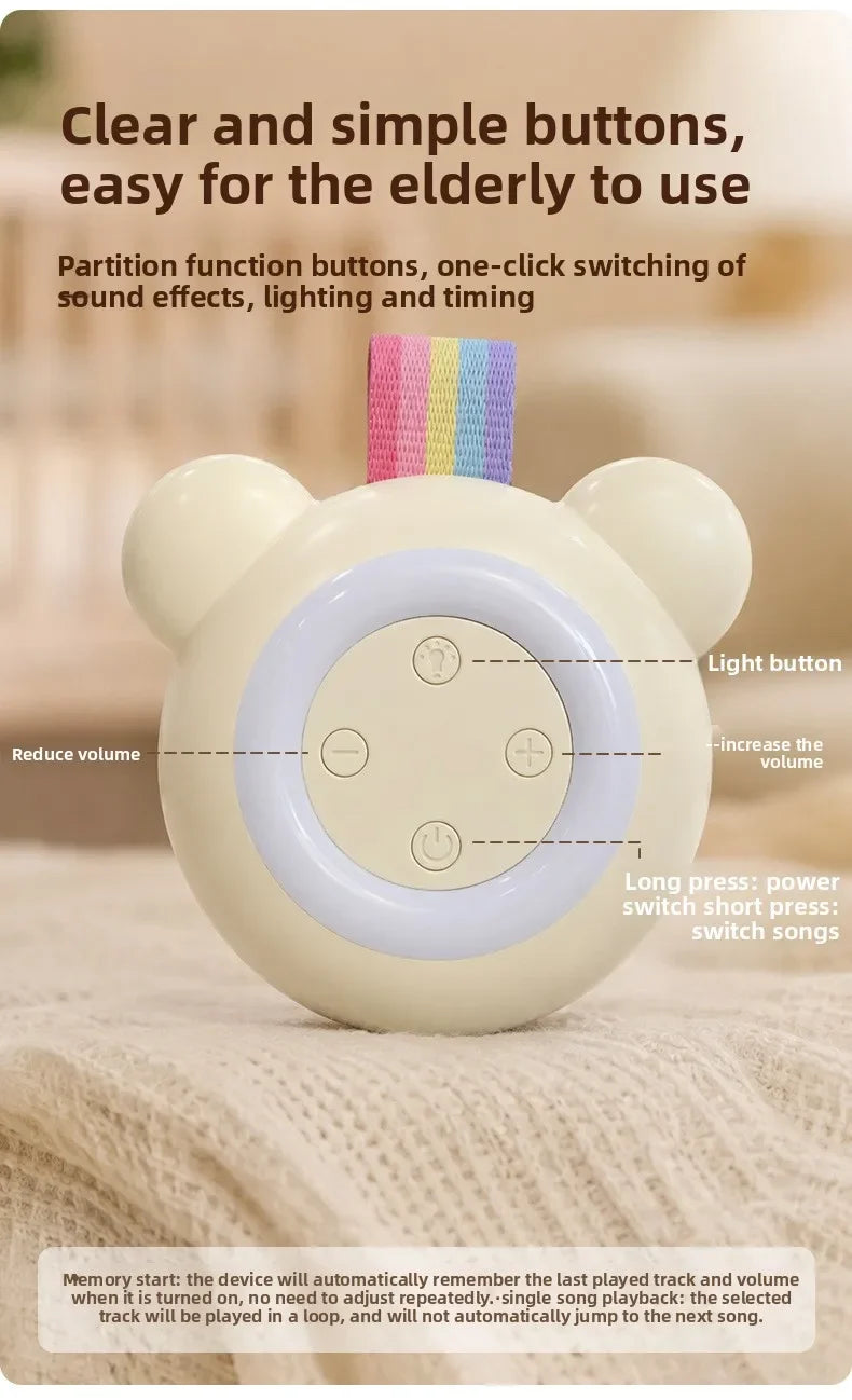 TS900 Baby Sleep Speakers Machine with Night Light, Portable White Noise Machine for Newborn, 15/30/60 Min Timer, Crib Stroller