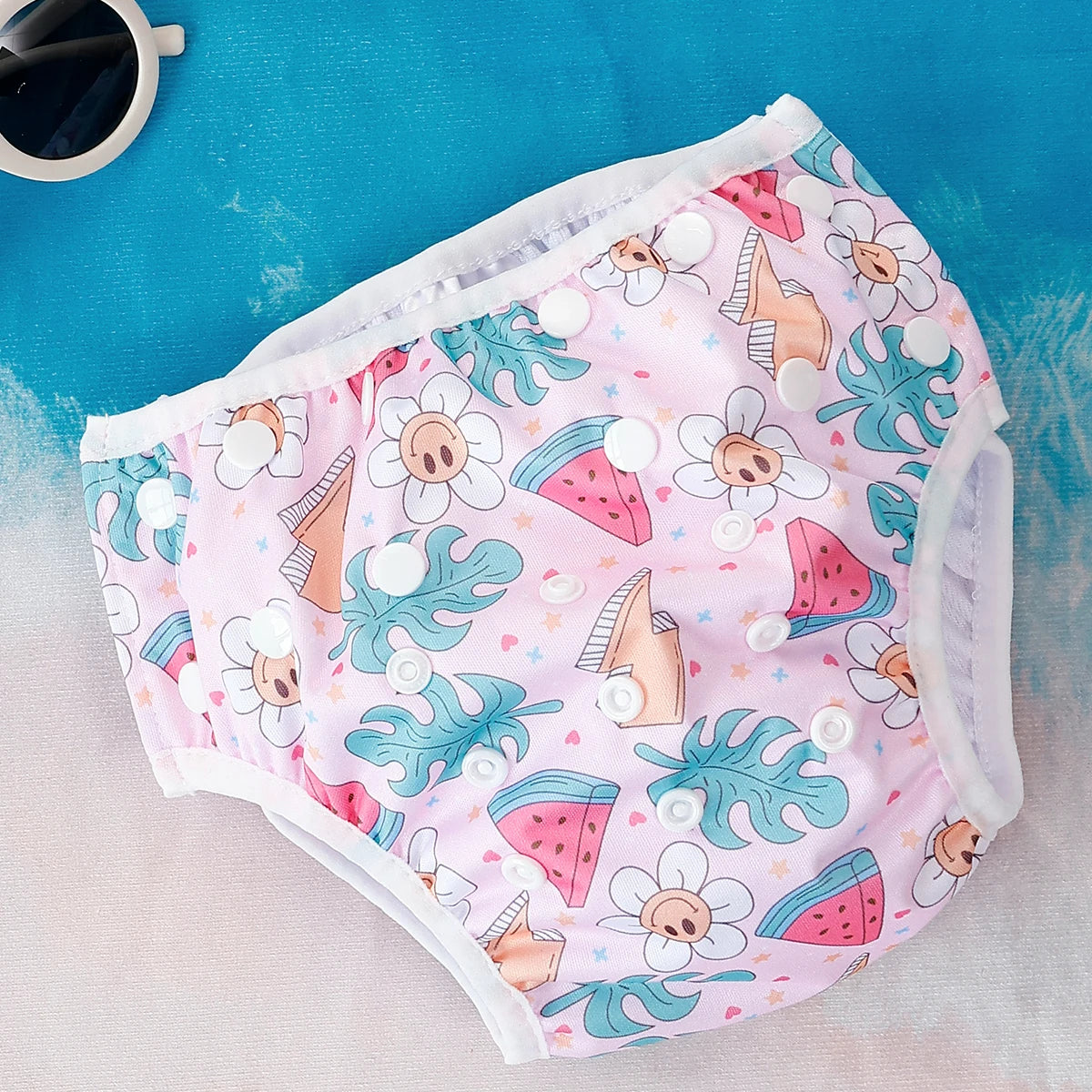 Baby Bubble washable swim diapers with adjustable fit, designed for comfortable and reusable baby swimming protection.