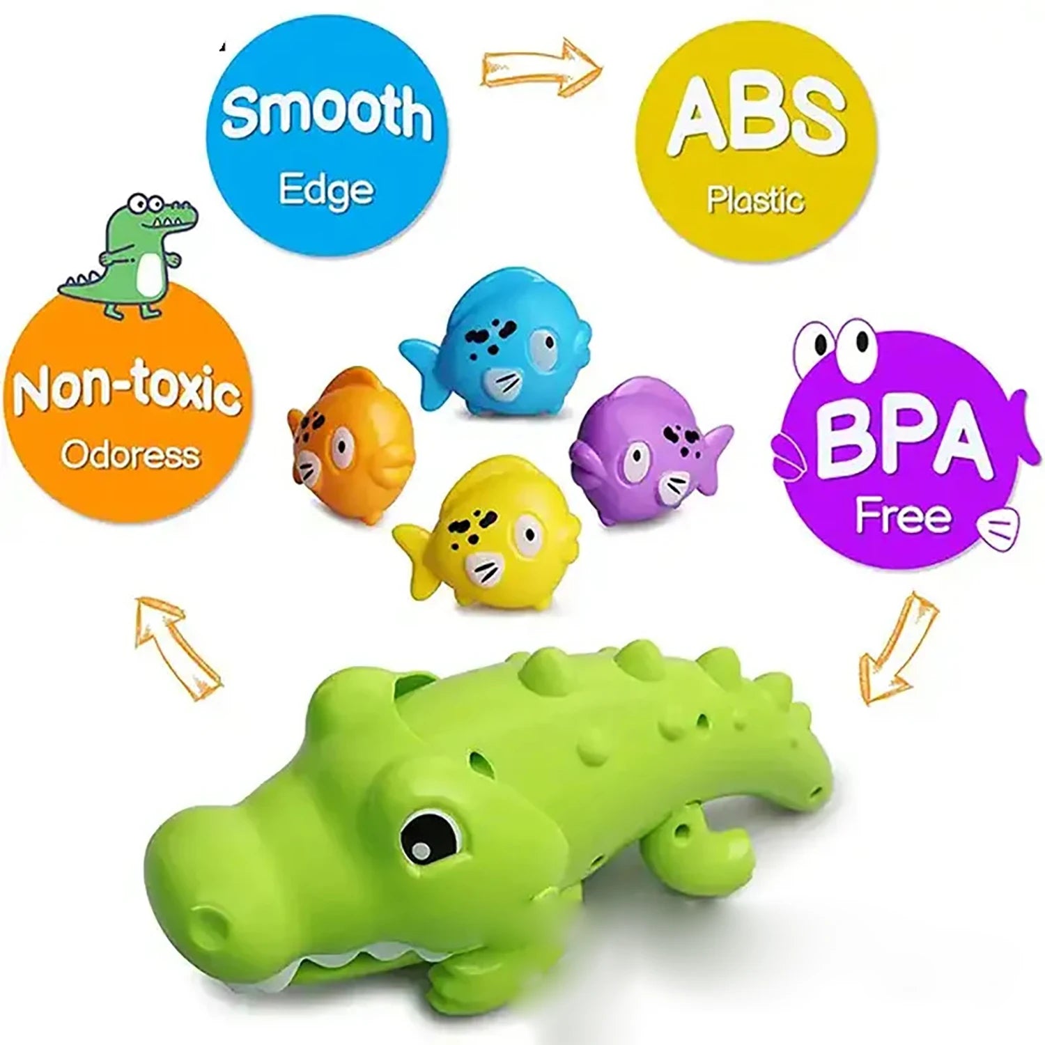 Kids crocodile bath toy from Baby Bubble featuring colorful crocodile shape for water play and bath fun.