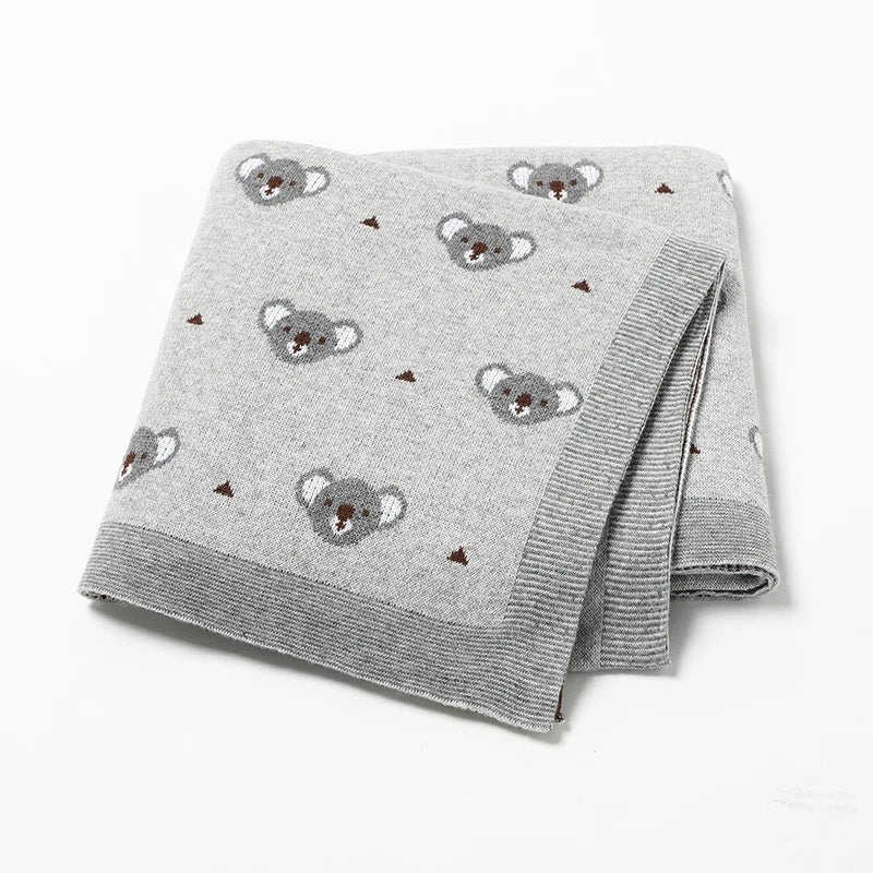 Cartoon Koala Baby Blanket – Soft Cotton Knit Swaddle - Baby Bubble