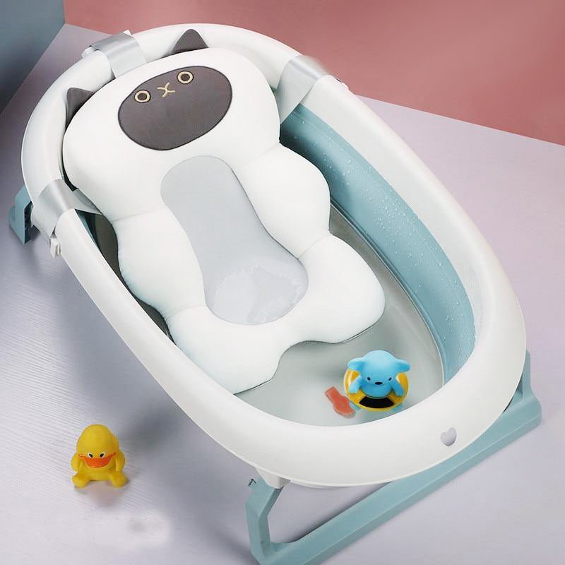 Soft Anti-Slip Baby Bathtub Cushion | Green Cat