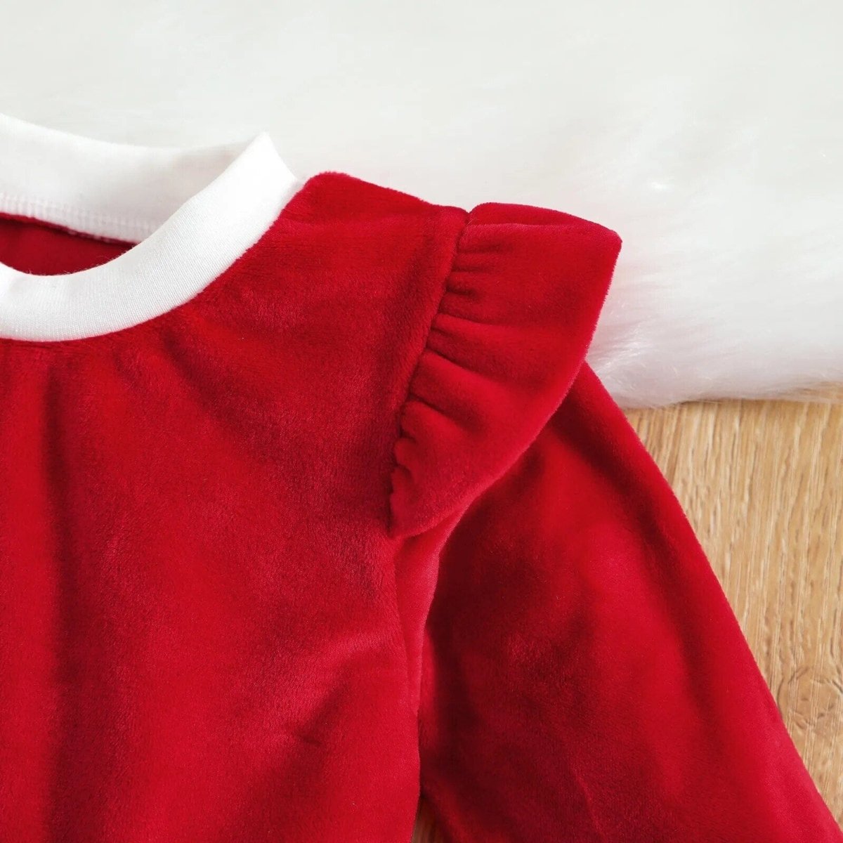 Baby Christmas Velvet Ruffle Romper - Baby Bubble Store