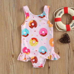 Sunsiom Little Girls One Piece Swimsuit Printing Sleeveless Swimwear Pink 0 6 Months