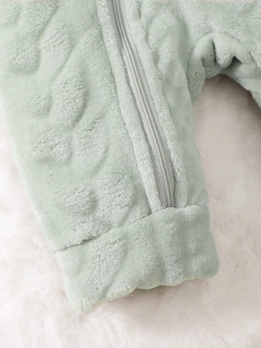 Baby Hooded Jumpsuit – Plush Winter Romper (0–18 Months) - Baby Bubble