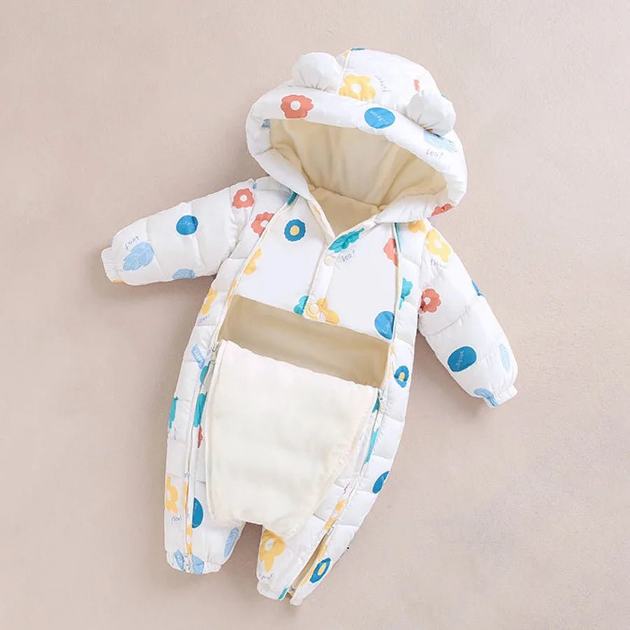 Baby Winter Romper – Hooded Thick Jumpsuit for Newborns & Toddlers - Baby Bubble