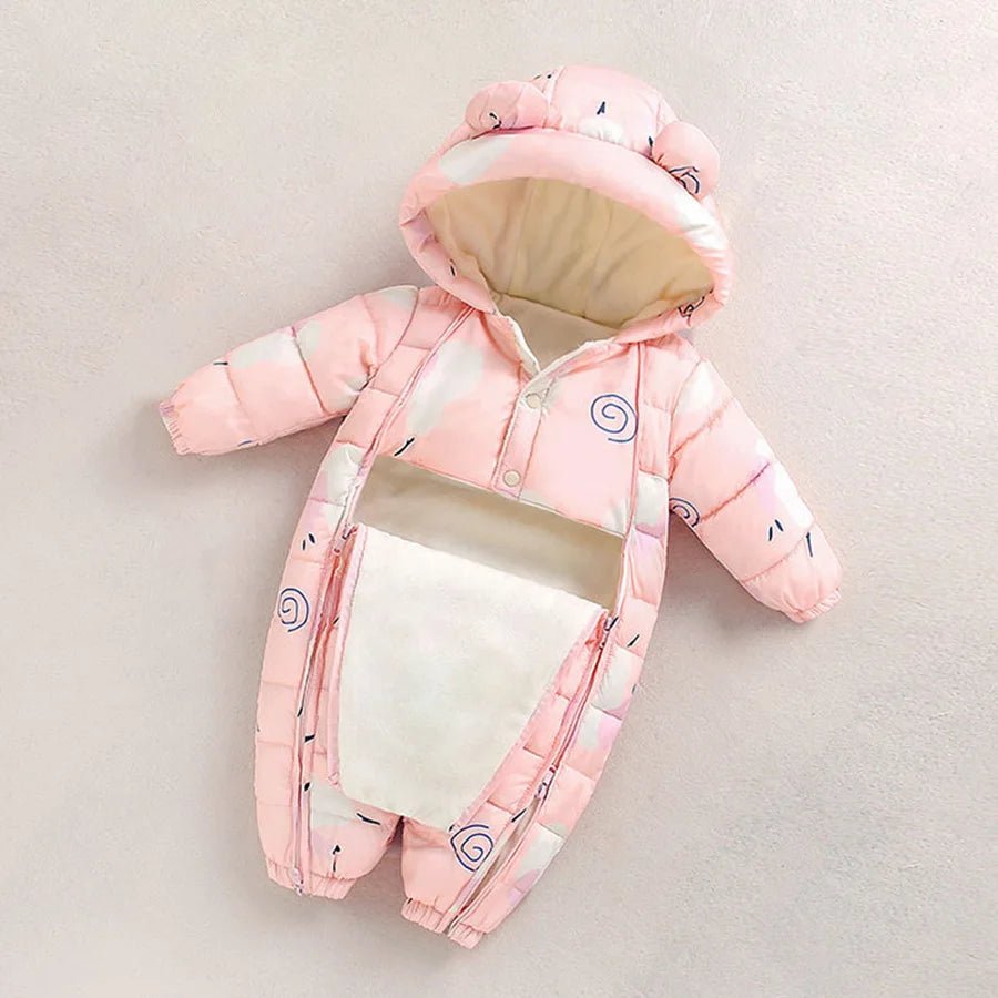 Baby Winter Romper – Hooded Thick Jumpsuit for Newborns & Toddlers - Baby Bubble