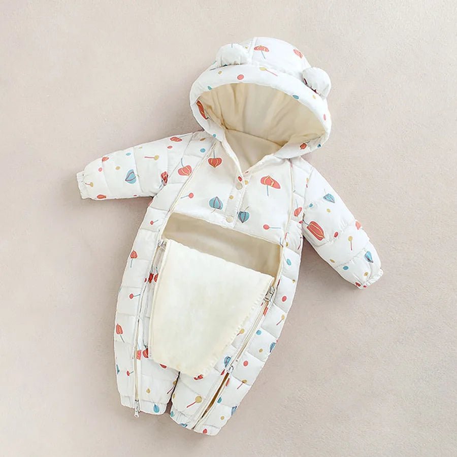 Baby Winter Romper – Hooded Thick Jumpsuit for Newborns & Toddlers - Baby Bubble