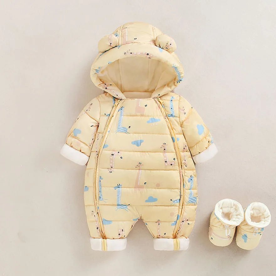 Baby Winter Romper – Hooded Thick Jumpsuit for Newborns & Toddlers - Baby Bubble