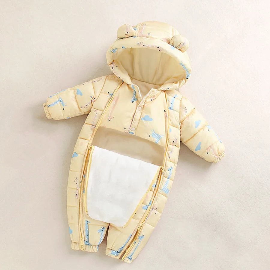 Baby Winter Romper – Hooded Thick Jumpsuit for Newborns & Toddlers - Baby Bubble