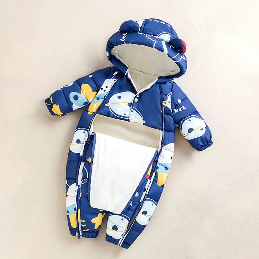 Baby Winter Romper – Hooded Thick Jumpsuit for Newborns & Toddlers - Baby Bubble