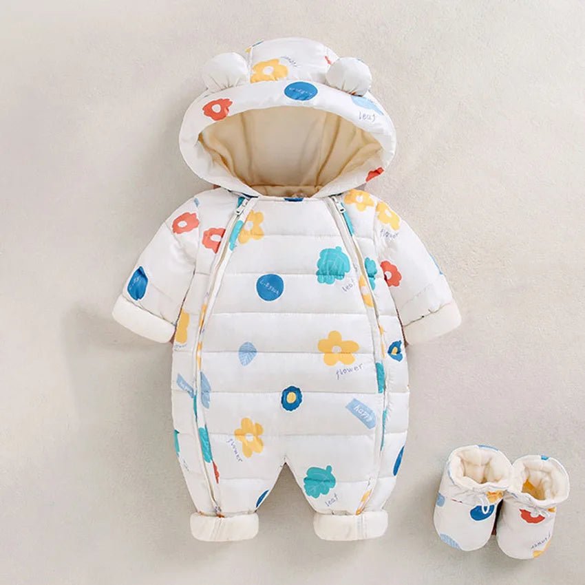 Baby Winter Romper – Hooded Thick Jumpsuit for Newborns & Toddlers - Baby Bubble
