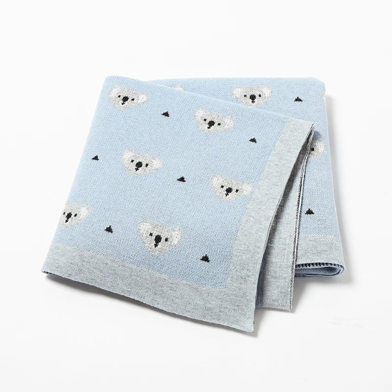 Cartoon Koala Baby Blanket – Soft Cotton Knit Swaddle - Baby Bubble