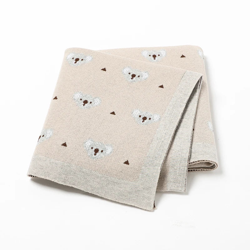 Cartoon Koala Baby Blanket – Soft Cotton Knit Swaddle - Baby Bubble