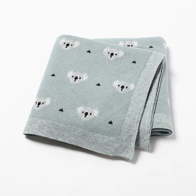 Cartoon Koala Baby Blanket – Soft Cotton Knit Swaddle - Baby Bubble