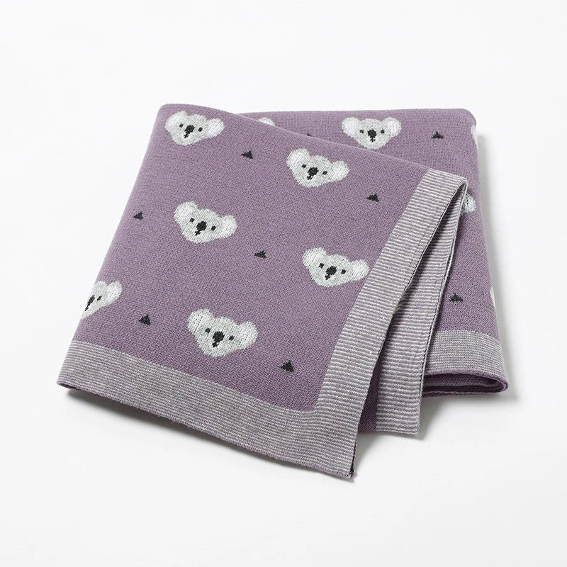 Cartoon Koala Baby Blanket – Soft Cotton Knit Swaddle - Baby Bubble