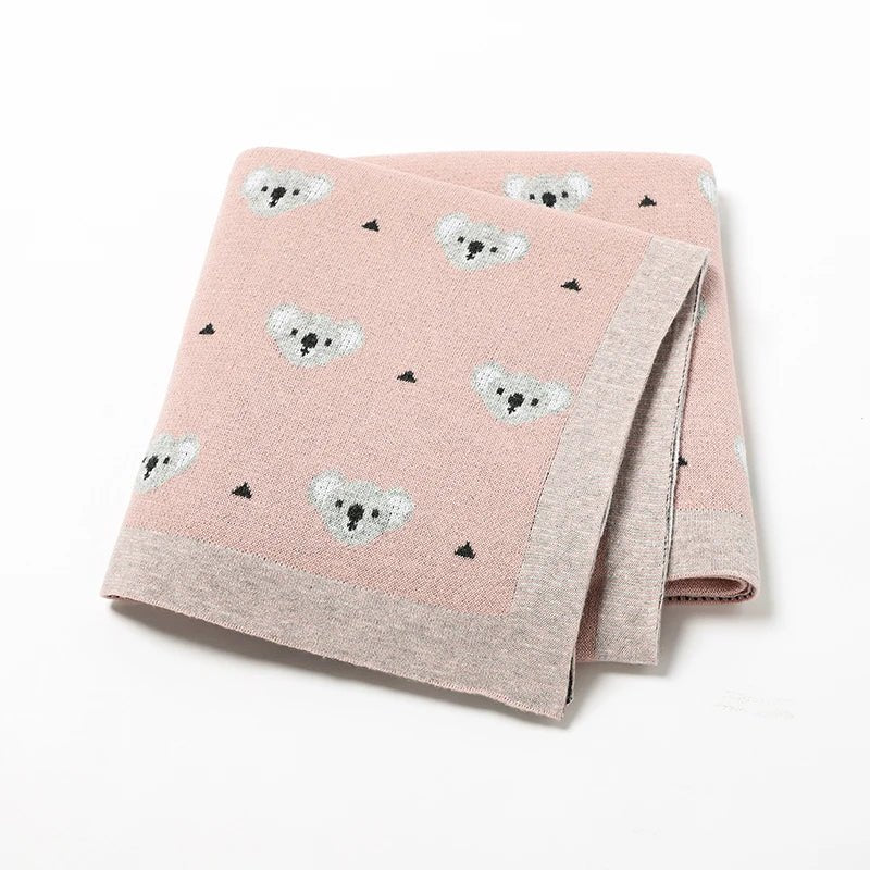Cartoon Koala Baby Blanket – Soft Cotton Knit Swaddle - Baby Bubble