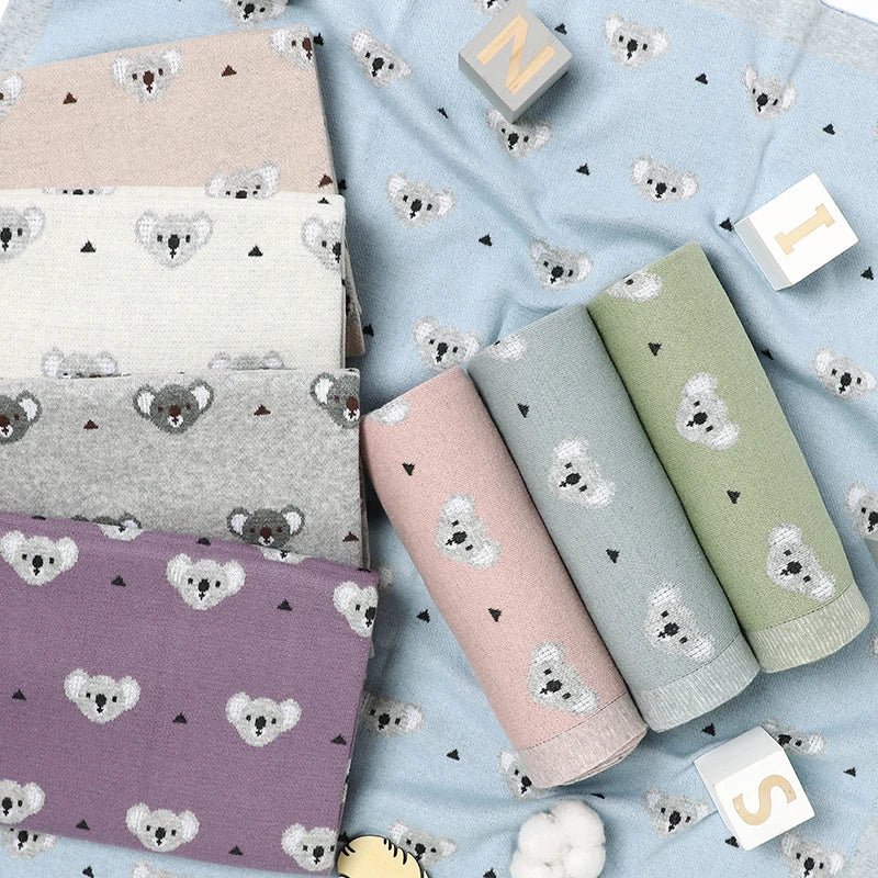 Cartoon Koala Baby Blanket – Soft Cotton Knit Swaddle - Baby Bubble