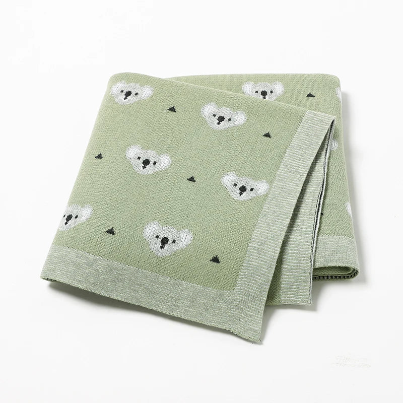 Cartoon Koala Baby Blanket – Soft Cotton Knit Swaddle - Baby Bubble