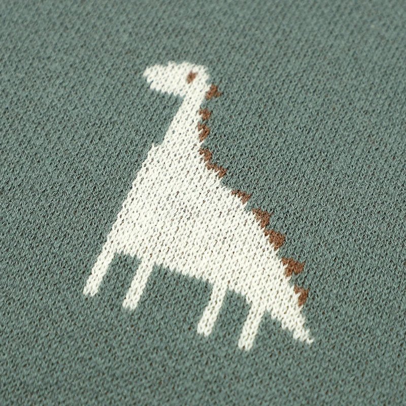 Dino Cotton Baby Blanket – Knitted Newborn Swaddle - Baby Bubble