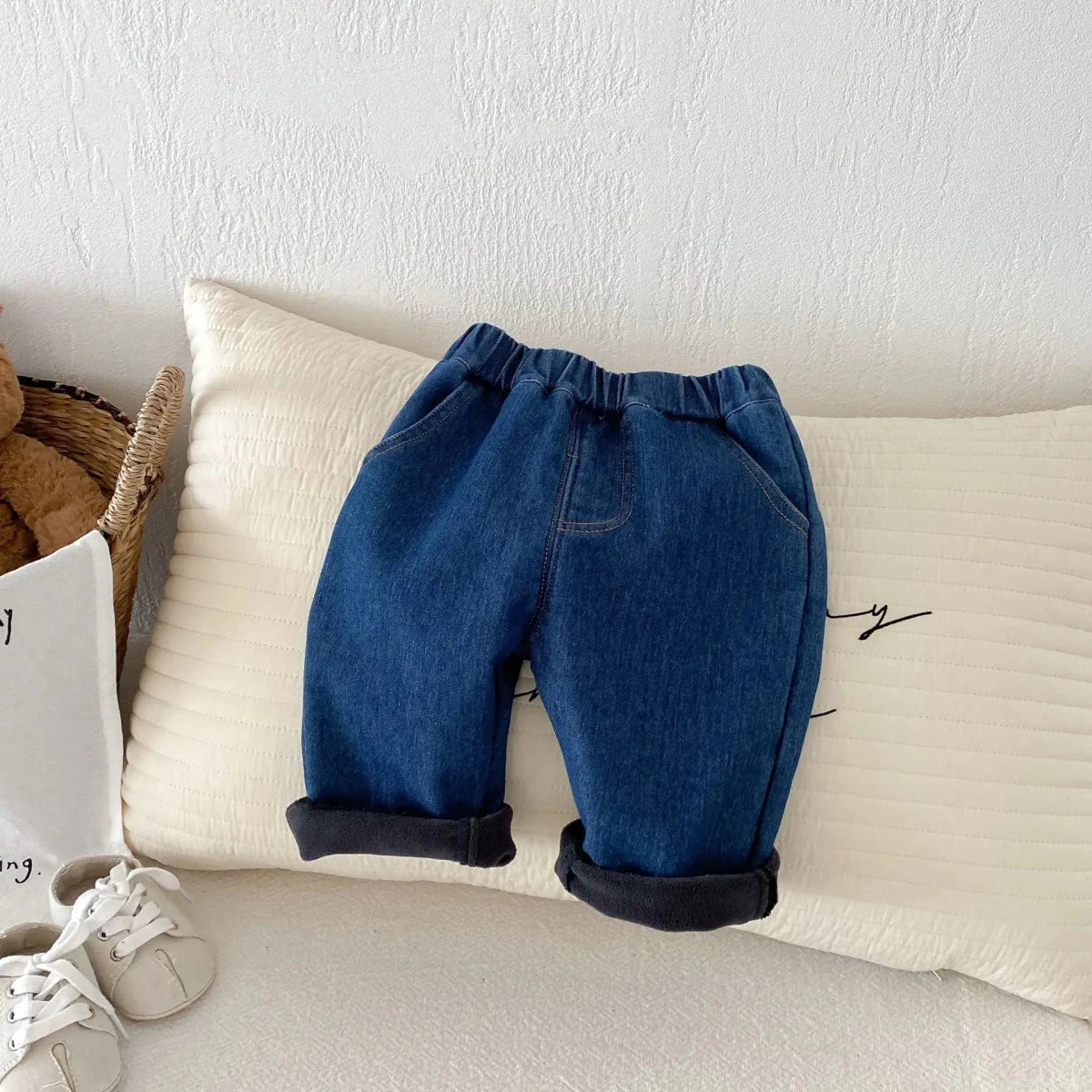 Spring Autumn New Baby Pants Casual Denim 9M - 5T Kids Boys Straight Jeans Soft Toddler Girls Fashion Trousers 3 Colors - Baby Bubble