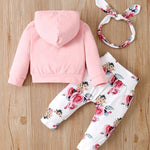 0-24 Months Newborn Baby Girl Clothes Hooded Printed Top + Pant + Headband 3pcs Floral Toddler Girl Clothes Baby Girl Outfit Set Baby Bubble Store 