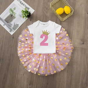 1 / 2 Year Baby Girl Clothes Birthday Party Tutu Dress Set Newborn Baby Girls Birthday Outfits Toddler Infant Girls Costume Baby Bubble Store S3331-SQPWHYPK- 3M 