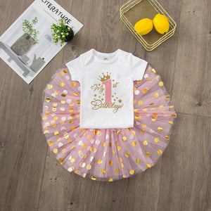 1 / 2 Year Baby Girl Clothes Birthday Party Tutu Dress Set Newborn Baby Girls Birthday Outfits Toddler Infant Girls Costume Baby Bubble Store S5407-SQPWHYPK- 3M 