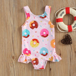 2023 Baby Swimwear Little Girls One-piece Swimsuit, Summer Children Cute Crab/Donut Printing Sleeveless Swimwear for Vacation 0 Baby Bubble Store 