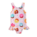 2023 Baby Swimwear Little Girls One-piece Swimsuit, Summer Children Cute Crab/Donut Printing Sleeveless Swimwear for Vacation 0 Baby Bubble Store 1B 6-12 Months 