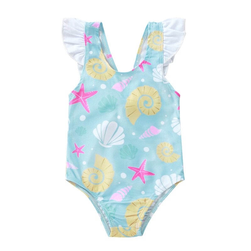 2023 Baby Swimwear Little Girls One-piece Swimsuit, Summer Children Cute Crab/Donut Printing Sleeveless Swimwear for Vacation 0 Baby Bubble Store 2A 6-12 Months 