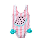 2023 Baby Swimwear Little Girls One-piece Swimsuit, Summer Children Cute Crab/Donut Printing Sleeveless Swimwear for Vacation 0 Baby Bubble Store 4A 6-12 Months 