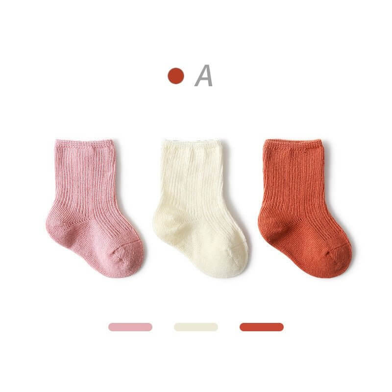 3 Pairs Cotton Baby Socks 3 Pairs Cotton Baby Socks Baby Bubble Store A 0-6M 