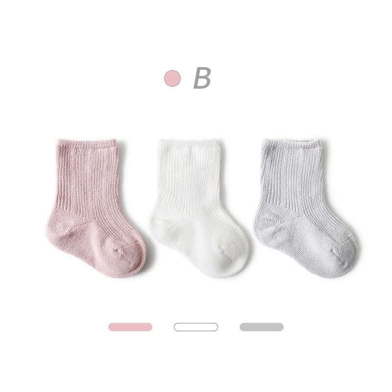 3 Pairs Cotton Baby Socks 3 Pairs Cotton Baby Socks Baby Bubble Store B 0-6M 