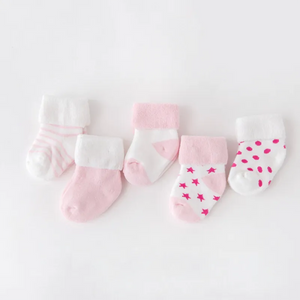 5Pair/lot New boy and girl baby socks thick newborn autumn and winter warm foot sock Baby Bubble Store Pink S 0-6 months COTTON