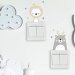 6pcs/set Boho Color Cute Smile Cartoon Animals Switch Stickers for Wall Kids Room Baby Nursery Room Wall Decals Stars Home Decor Baby Bubble Store 