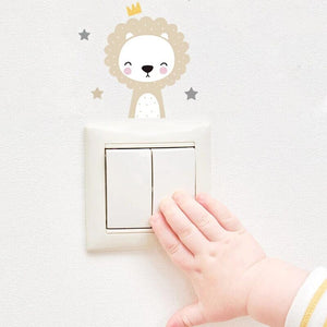6pcs/set Boho Color Cute Smile Cartoon Animals Switch Stickers for Wall Kids Room Baby Nursery Room Wall Decals Stars Home Decor Baby Bubble Store 
