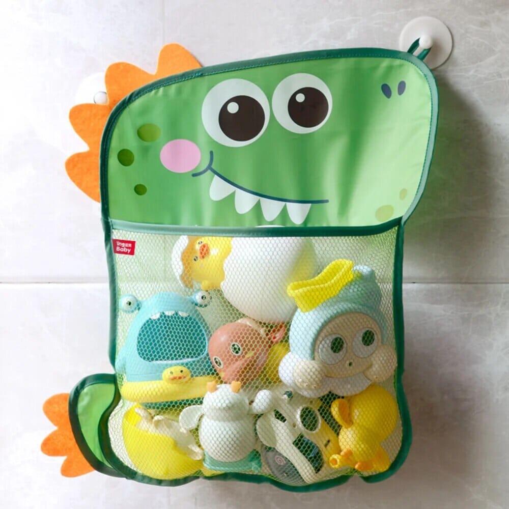 Baby Bath Toys Cute Duck Dinosaur Mesh Net Storage Bag Strong Suction Cups Bath Game Bag Bathroom Organizer Water Toys for Kids Baby Bubble Store 