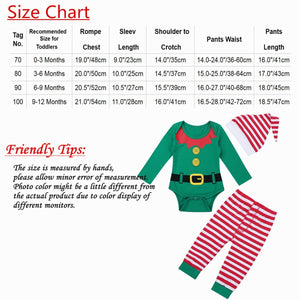 Baby Boy Girl Autumn Christmas Xmas Clothes Set Toddler Baby Boys Girls Romper Pant Hat Outfits Christmas Elf Cosplay Costume 0 Baby Bubble Store 