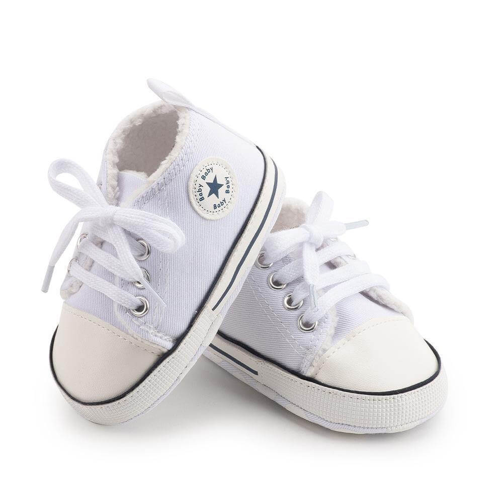 Baby Canvas Classic Sports Sneakers Baby Canvas Classic Sports Sneakers Baby Bubble Store Plus White 0-6 Months (11cm) 